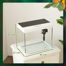 PawHut Glass Fish Tank with Filter System, LED Light, Water Pump, White