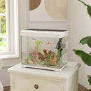 PawHut Glass Fish Tank with Filter System, LED Light, Water Pump, White