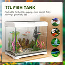 PawHut Glass Fish Tank with Filter System, LED Light, Water Pump, White