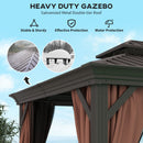 Outsunny 3 x 3.7m Aluminium Hardtop Gazebo Canopy 2 Tier Roof