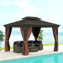 Outsunny 3 x 3.7m Aluminium Hardtop Gazebo Canopy 2 Tier Roof