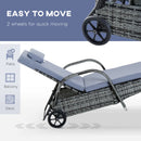 Outsunny Rattan Lounge Set with Side Table - Grey