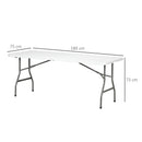 Outsunny Folding Garden Table, Patio Table with Metal Frame, White