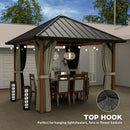 Outsunny 3 x 3(m) Metal Hardtop Gazebo with Netting and Curtains, Walnut