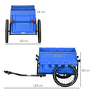 HOMCOM Bicycle Trailer with 65L Foldable Storage Box and Pneumatic Tyres, Blue