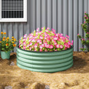 Outsunny Galvanised Planter with Gloves, 120 x 120 x 43cm, Light Green
