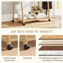 HOMCOM Bamboo Clothes Rail Rack with 2 Storage Shelves, Natural Wood Effect