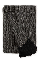 Herringbone - Recycled Cotton Throw in  Black (50" x 60")