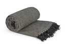 Herringbone - Recycled Cotton Throw in  Black (70" x 100")