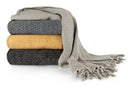 Herringbone - Recycled Cotton Throw in  Black (50" x 60")