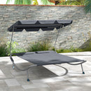 Outsunny Garden Double Hammock Sun Lounger Day Bed Canopy w/ 2 Pillows