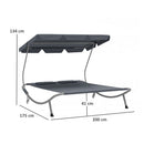 Outsunny Garden Double Hammock Sun Lounger Day Bed Canopy w/ 2 Pillows
