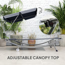 Outsunny Garden Double Hammock Sun Lounger Day Bed Canopy w/ 2 Pillows