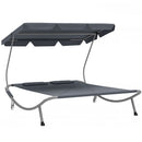 Outsunny Garden Double Hammock Sun Lounger Day Bed Canopy w/ 2 Pillows