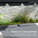 Outsunny Garden Double Hammock Sun Lounger Day Bed Canopy w/ 2 Pillows