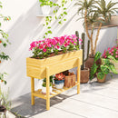 Outsunny Wooden Raised Bed w/ Bed Liner, Storage Shelf