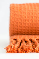 Honeycomb - Recycled Cotton Throw in Orange