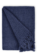 Honeycomb - Recycled Cotton Throw in Navy