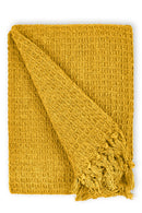 Honeycomb - Recycled Cotton Throw in Ochre (50" x 60")