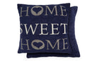 Home Sweet Home Jacquard Cushion Cover in Navy Blue