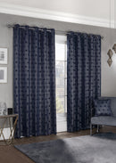 Hartford - Woven Thermal Blackout Eyelet Curtains in Navy