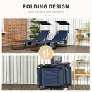 Outsunny 2 Piece Folding Sun Loungers with Adjustable Backrest, Tan Brown