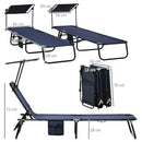 Outsunny 2 Piece Folding Sun Loungers with Adjustable Backrest, Tan Brown