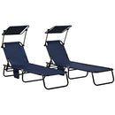 Outsunny 2 Piece Folding Sun Loungers with Adjustable Backrest, Tan Brown