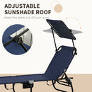 Outsunny 2 Piece Folding Sun Loungers with Adjustable Backrest, Tan Brown