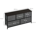 HOMCOM Chest of Drawers, 5 Drawer Fabric Dresser for Bedroom, Dark Grey