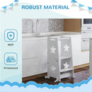 AIYAPLAY 2 in 1 Toddler Step Stool with Safety Rail for Kitchen, White
