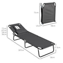 Outsunny Folding Sun Lounger Set of 2 Reclining Chair with Reading Hole