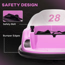 AIYAPLAY 360° Rotation 12V Pink Kids Bumper Car W/ Remote Control