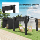 Outsunny 3 x 3(m) Metal Pergola with Retractable Roof and Sidewalls, Grey