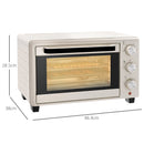 HOMCOM Mini Oven 21L Electric Grill W/ Adjustable Temp Timer 1400W, Cream