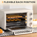 HOMCOM Mini Oven 21L Electric Grill W/ Adjustable Temp Timer 1400W, Cream