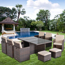 Outsunny Rattan Dining Set 10 Seater - Brown