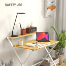 HOMCOM Folding Desk with 2-Tier Shelf for Home Office, Maple Wood-effect