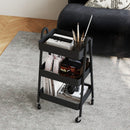 HOMCOM 3-Tier Rolling Utility Cart Kitchen Storage Trolley on Wheels Black
