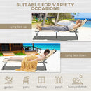 Outsunny Folding Sun Lounger Set of 2 Reclining Chair with Reading Hole