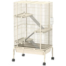 PawHut 4 Levels Rolling Small Animal Cage, Rabbit Cage with 15cm Deep Bottom