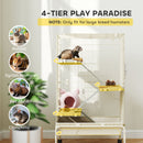 PawHut 4 Levels Rolling Small Animal Cage, Rabbit Cage with 15cm Deep Bottom