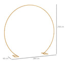 Outsunny 280cm Gold Tone Wedding Arch Round Backdrop Stand for Birthday Party