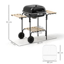 Outsunny Charcoal Barbecue Grill Portable BBQ With Lockable Lid, Vent