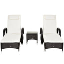 Outsunny Rattan Lounger Set with Side Table - Brown