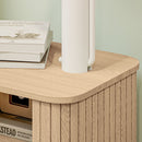 HOMCOM Nightstand with Sliding Doors and Metal Legs for Bedroom Oak Tone