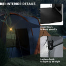 Outsunny 4-6 Man Camping Tent with 2 Bedroom and Living Area, Grey and Orange
