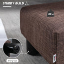 HOMCOM Chic Linen Fabric Grey Footstool Ottoman Cube With 4 Plastic Legs