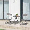 Outsunny 3 PCS PE Rattan Wicker Garden Furniture Patio Bistro Set Folding for 2 Outdoor Table and Chair Set (Grey)
