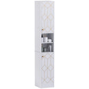 HOMCOM Slim Bathroom Storage Unit, Bathroom Cabinet with Doors, White
